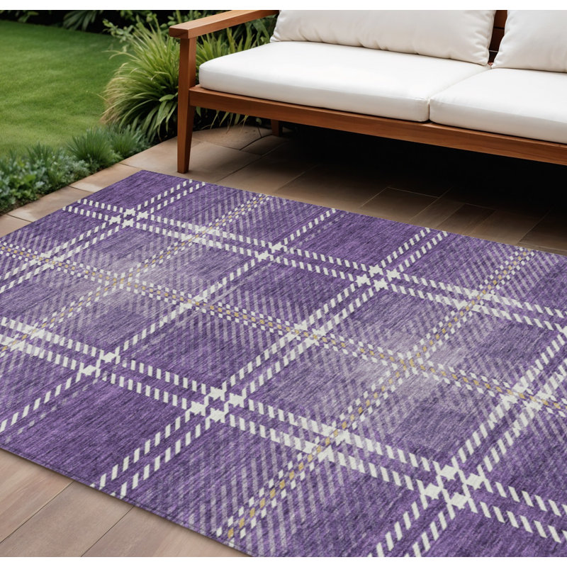 Tapis intérieur lavable pourpre 9 pi x 12 pi doré et ivoire