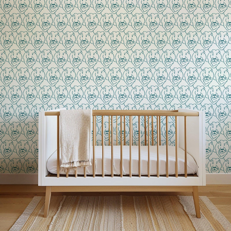 Lions! 10' L x 24" W Peel and Stick Wallpaper Roll, Non-pasted, Faux Grasscloth