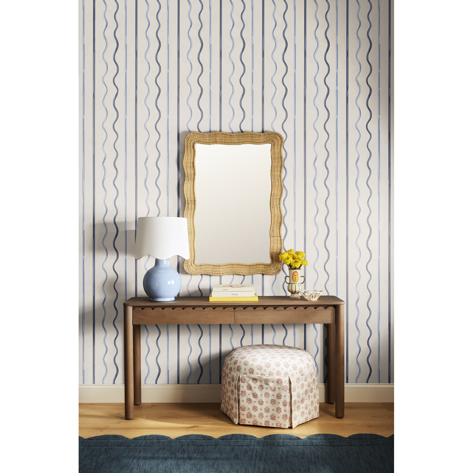 Canvey Ceramic Lamp, Green, Beige, 15"H x 9"W x 9"D