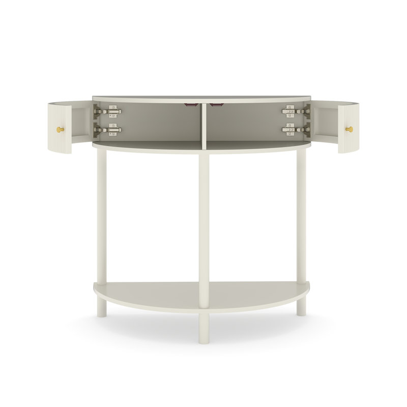 Table de bout demi-lune Artisan-Wave, Blanc, crème, Blanc, crème, Blanc, crème