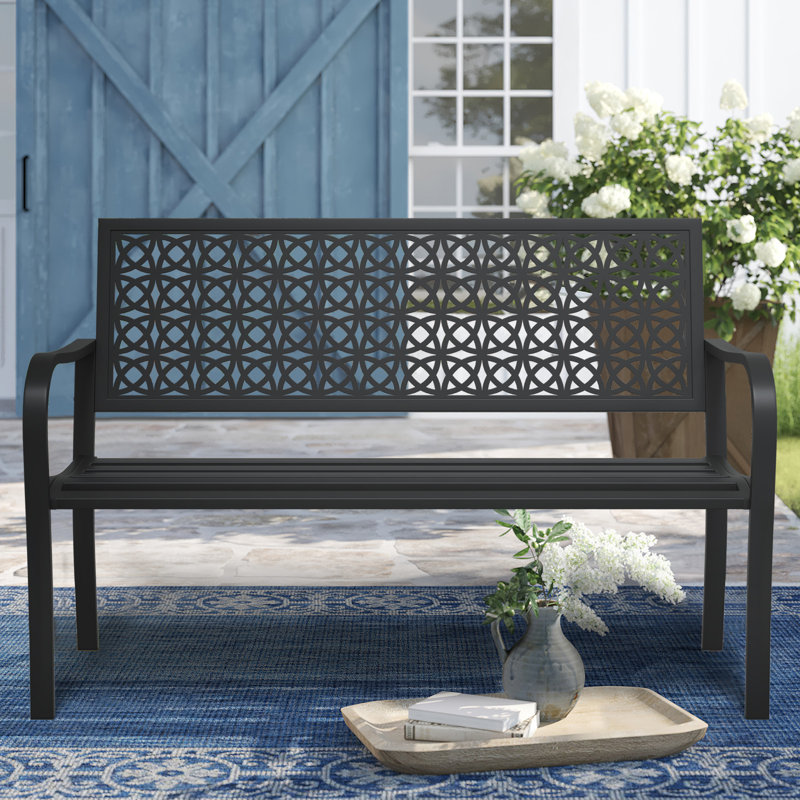 Banc de jardin en métal, Noir, noir, noir, noir