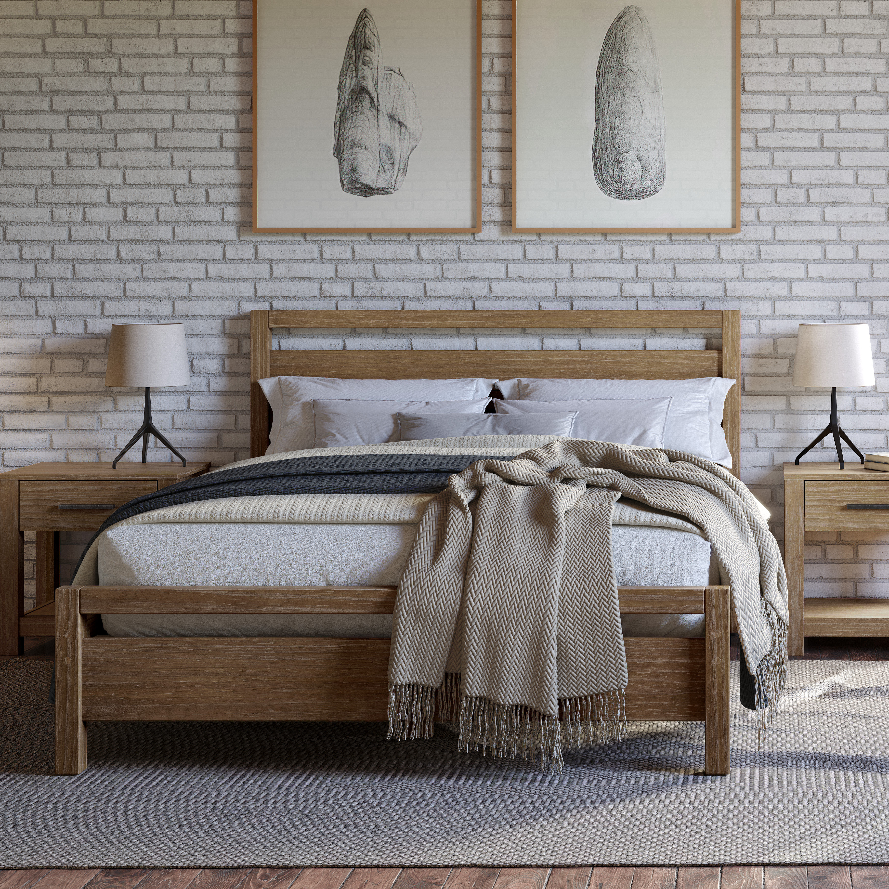 Solid Wood 3 Piece Bedroom Set