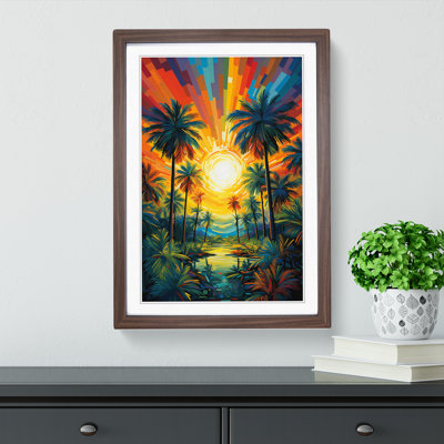 Palm Tree Orphism No.2 - Single Picture Frame Print on Wood