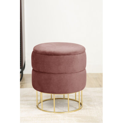 Ajhane 37cm Wide Velvet Tufted Circle Pouf Ottoman with Storage