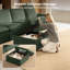 Ensemble de sièges modulaires modernes à siège simple avec repose-pieds, canapé en velours côtelé et repose-pieds pour canapé modulaire, vert-749147301