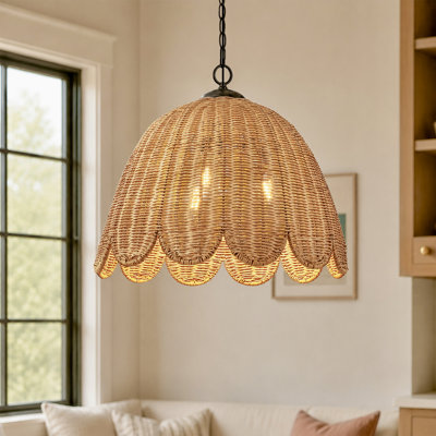 Luminaire suspendu en forme de dôme festonné 18 po 3 lumières Coastal Boho