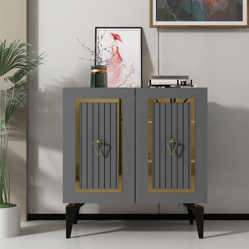 Olivia Accent Chest, Anthracite/Gold