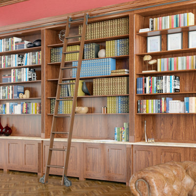 Walnut 9.92' 9-Step Wood Removable Sunburst Wheel Ladder