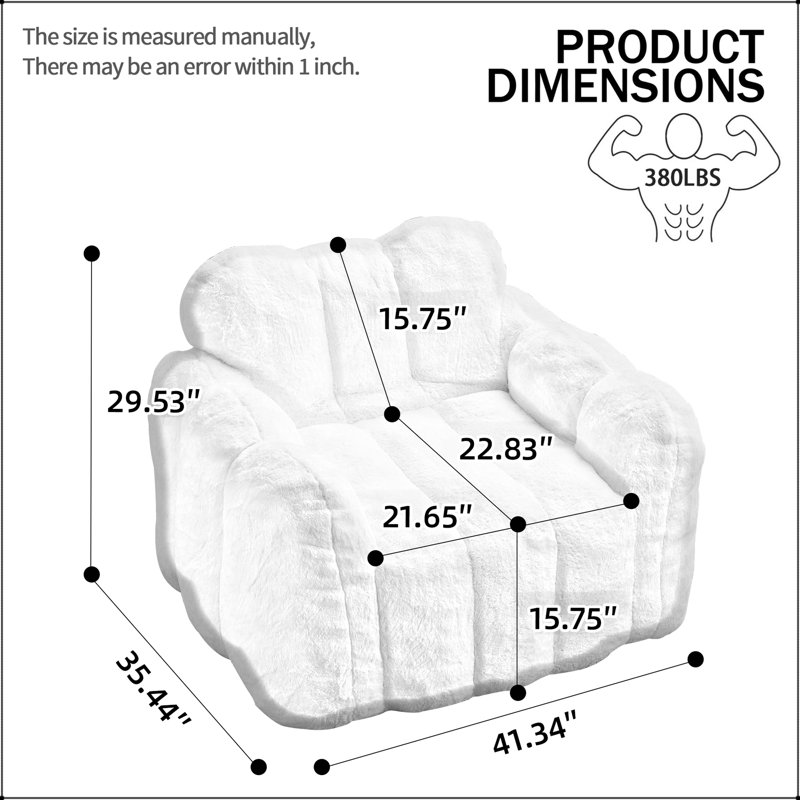 Pouf de compression de type lotus avec anneau de traction, Blanc