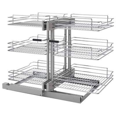 Rev-A-Shelf Steel Three-Tier Pullout Organizer with Soft-Close for Full-Height Blind Corner Kitchen Cabinets 