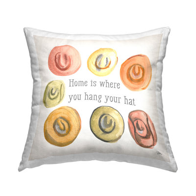 Hang Your Hat Phrase Decorative Printed Throw Pillow Design by Jessica Mingo
