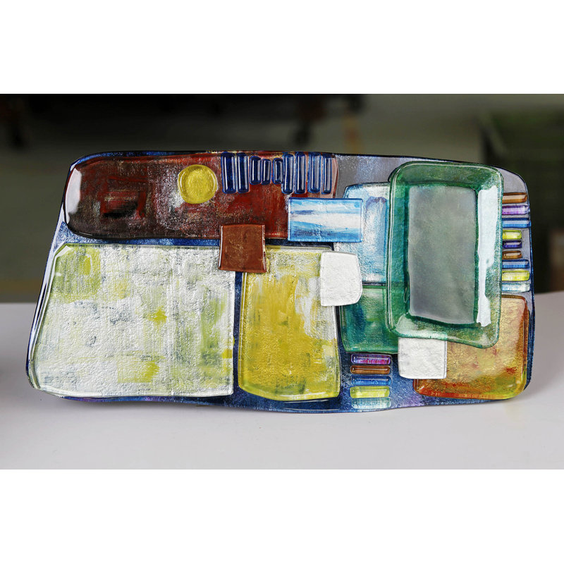 World Menagerie Aspasios Glass Cheese Board, Blue/Green