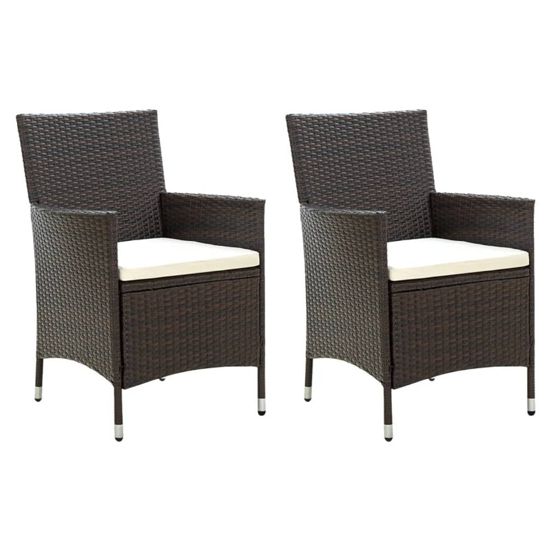 Chaise de patio avec coussin, Blanc, Noir / brun
