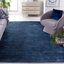 Tapis en viscose / coton tissé à la main bleu marine Witcher-20503086