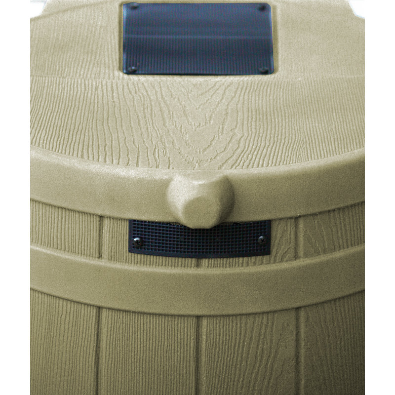 Tonneau de pluie de style whisky avec débordement et robinet Good Ideas, H 28,25 po x l 22 po x P 21,5 po, Kaki