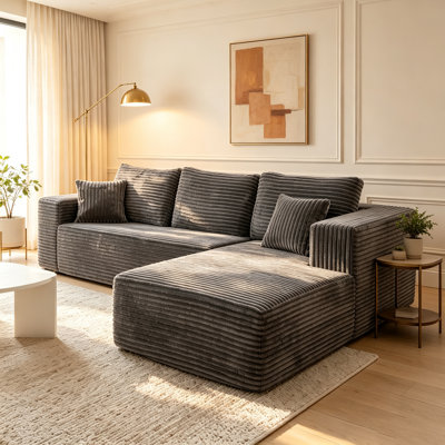 Boneless 106" Sectional Couches For Living Room Modern Modular L-Shape Cloud Sofa Compression-Boneless Deep Seat Couch With Chaise