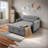 Stylish Pull-Out Sofa Bed With Woven Polyester Fabric & Solid Wood Frame-1719463441