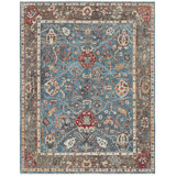Hand Knotted Wool Area Rug in Blue