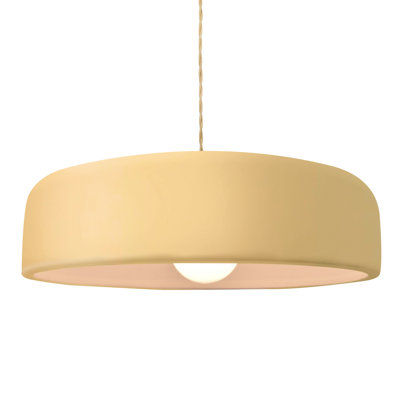 Radiance - luminaire suspendu 1 lumière Spire - jaune pâle - noir mat - l 16 po x H 4,5 po - DEL dédiée - cordon torsadé beige