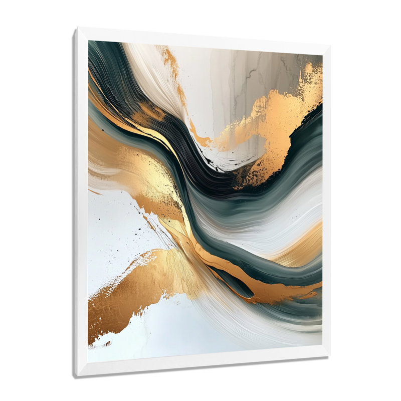 Oniel - art mural abstrait sur toile, Reproduction encadrée d'une seule photo, H 20 po x l 12 po, Blanc