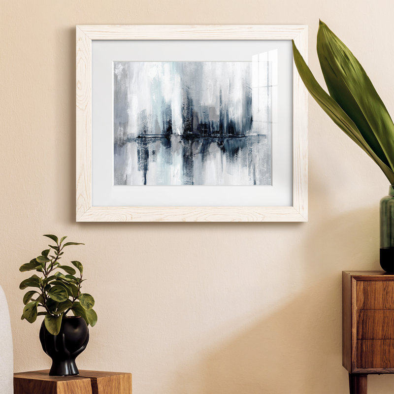 Indigo Harbor Lights - peinture encadrée, H 20 po x l 17 po x P 1,5 po, Cadre blanc