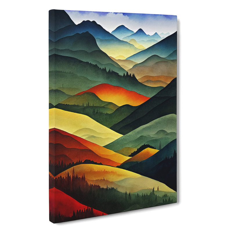 Mountain Landscape In Watercolour No.4 - Wrapped Canvas, 50cm H x 35cm W x 3cm D