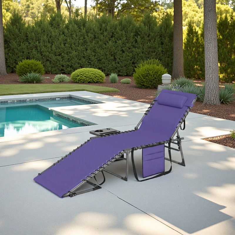 Chaise de bronzage, chaise longue pliante d'extérieur, design moderne, Purple