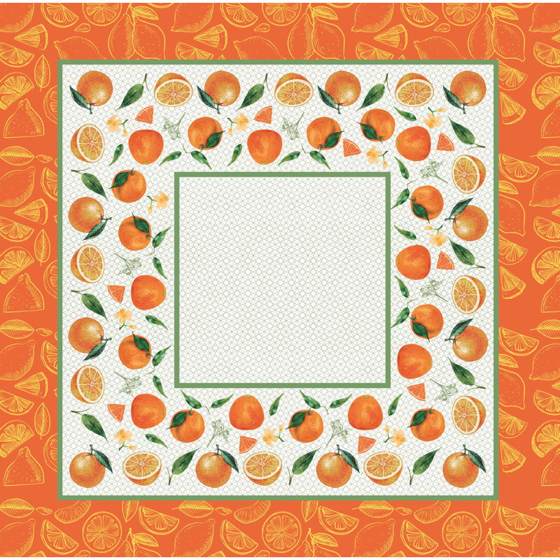 Plateau de table avec imprimé d'agrumes - oranges et citron. Taille 40 pouces carrés, Orange