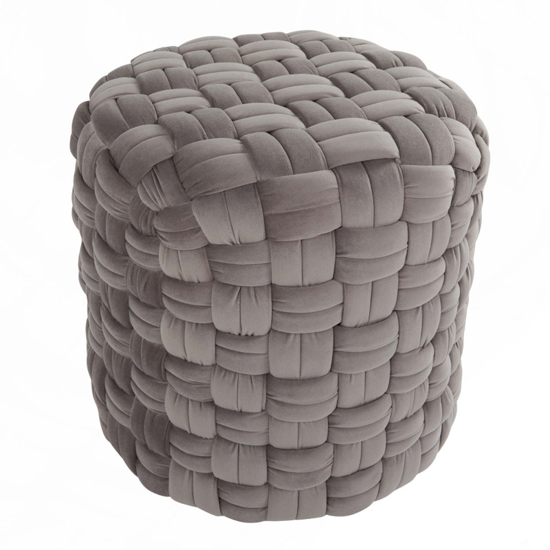 Round 16" Ottoman In Dark Grey Velvet