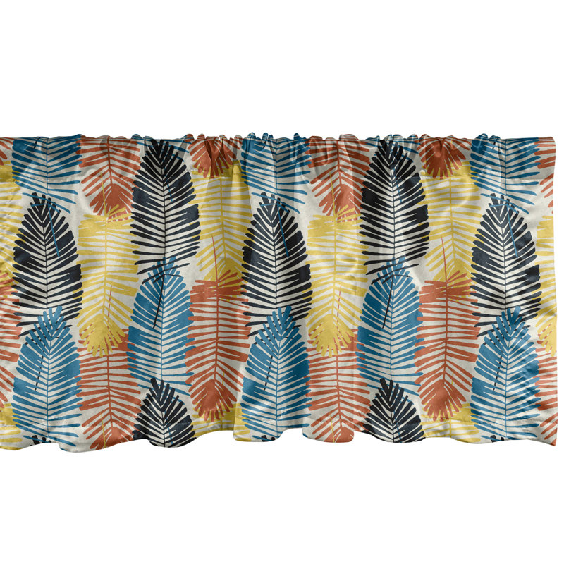 Multicolor Tropical Palm Leaves Satin Rod Pocket Valance 54" x 12"