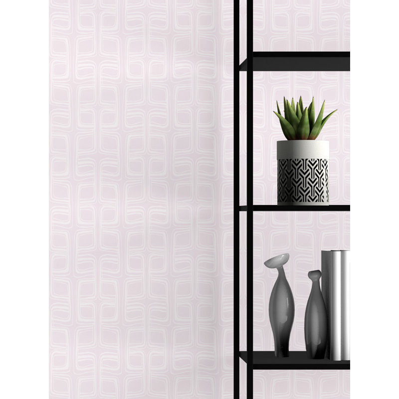 Square Pattern 33' L x 20.5" W Wallpaper Roll, Pink