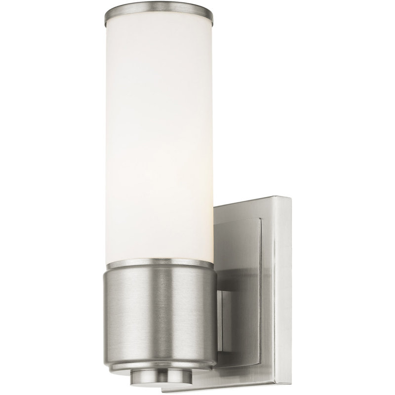Brushed Nickel Wall Sconce with White Glass Shade: Perfect Bathroom Vanity Light Fixture