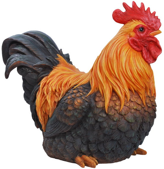 Figurine de coq accroupie