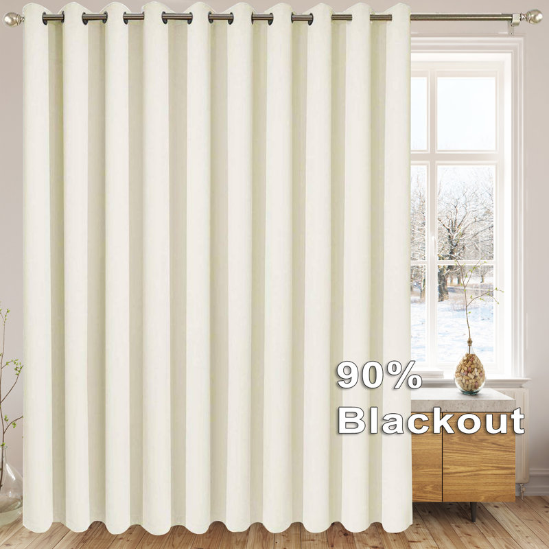 Rideaux d'extérieur - Plume de luxe avec sangle de suspension de 4 cm (ensemble de 2), Beige clair, L 50 po x L 120 po