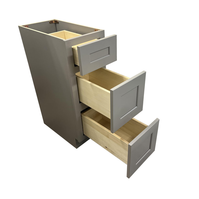 Armoire de salle de bain 18 po à 3 tiroirs Shaker, Shaker gris clair