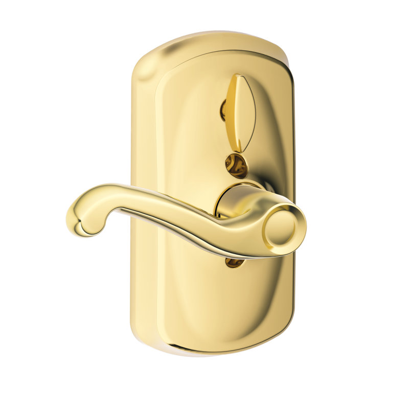Flair Keypad Lever with Plymouth Trim, Polished Brass