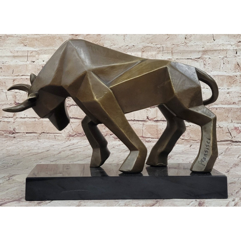 Sculpture géométrique abstraite géométrique en bronze, sculpture originale signée Fransisci