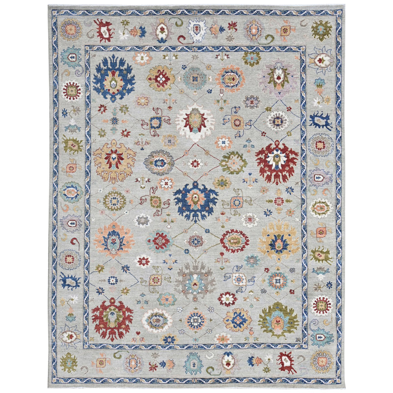 Tapis argent noué à la main de haute qualité