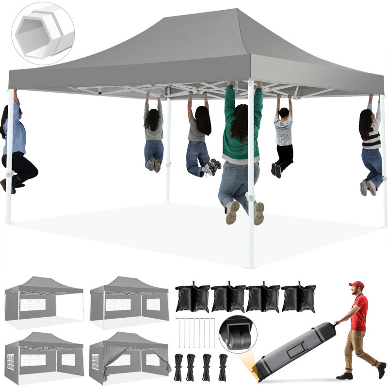 15 pi L 10 pi. D Tente escamotable pour fêtes, Gris