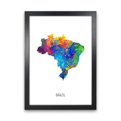 Brazil Watercolour Map by Michael Tompsett - Print