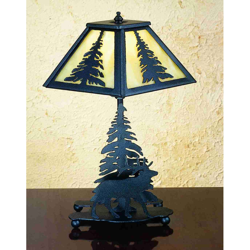 Rustic Lodge Table Lamp, Emerald Green