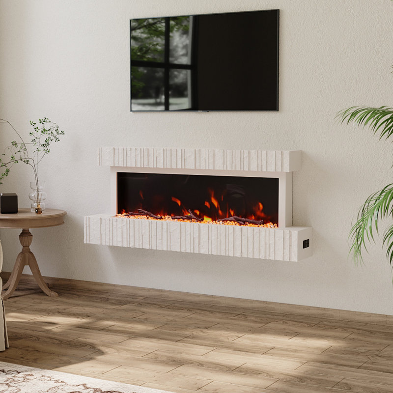 Wall Mounted Electric Wifi Fireplace with Remote Control, 50cm H x 150cm W x 18cm D