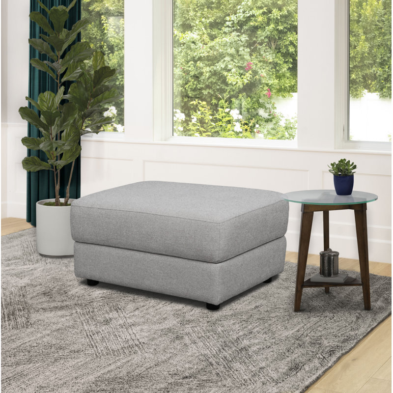 Marsi Arrollo 35" Wide Square Standard Ottoman, Gray 100% Polyester