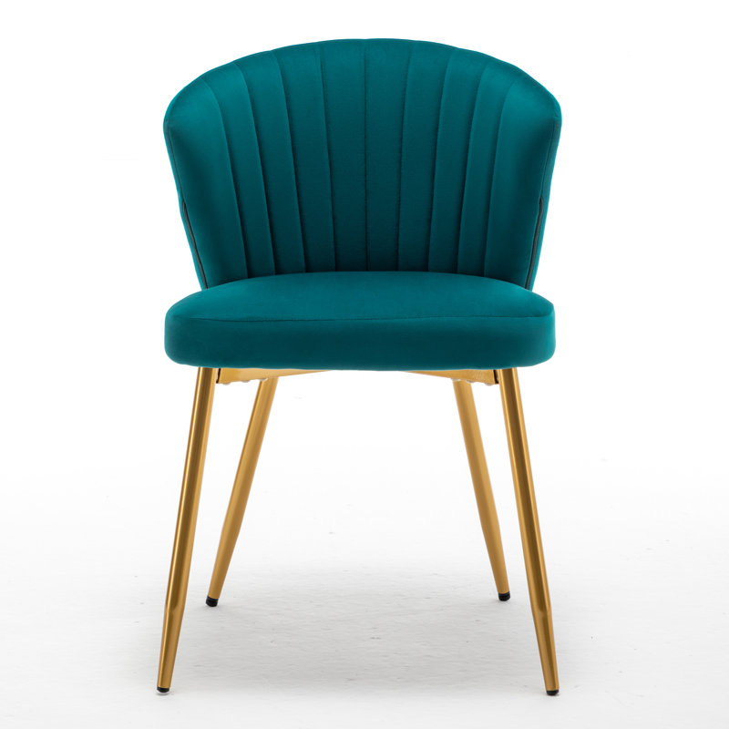 Raffinee Velvet Slipper Chair, Greenish Blue