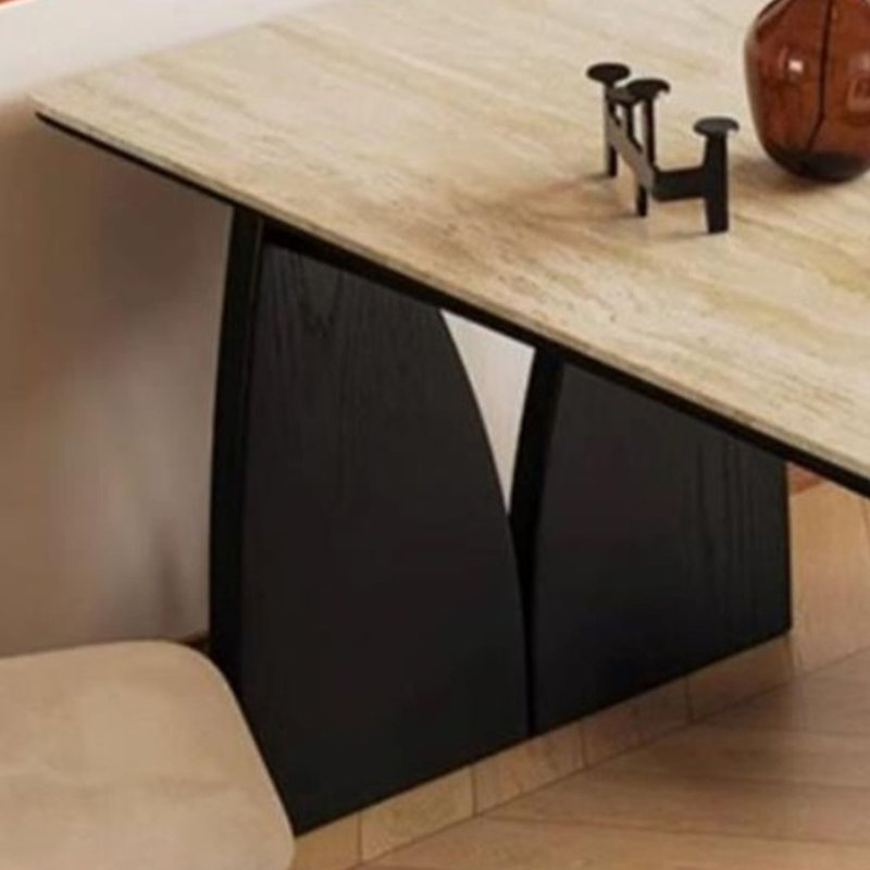 Salle à manger ovale en ardoise et bois de cire d'inspiration rétro, H 29,5 po x L 62,9 po x l 31,4 po