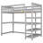 Loft Bed with Storage Shelves and Under-Bed Desk, Solid Wood Space-Saving Workstation-511867614-511867615