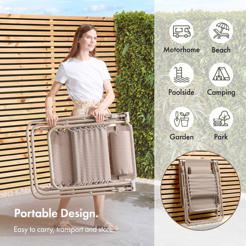 Verona Folding Zero Gravity Sun Lounger, Taupe