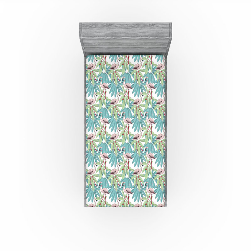 Drap-housse d'été Ambesonne à motif flamant rose Aloha, Twin Fitted Sheet