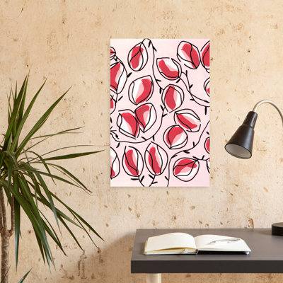 Art mural contemporain cerise rouge