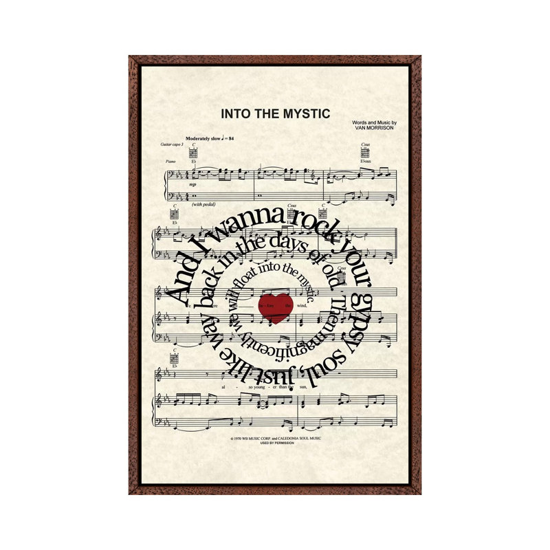 Into The Mystic - Red Heart - Print on Canvas, 101.6 cm H x 66.04 cm W, Classic Brown Wood Framed